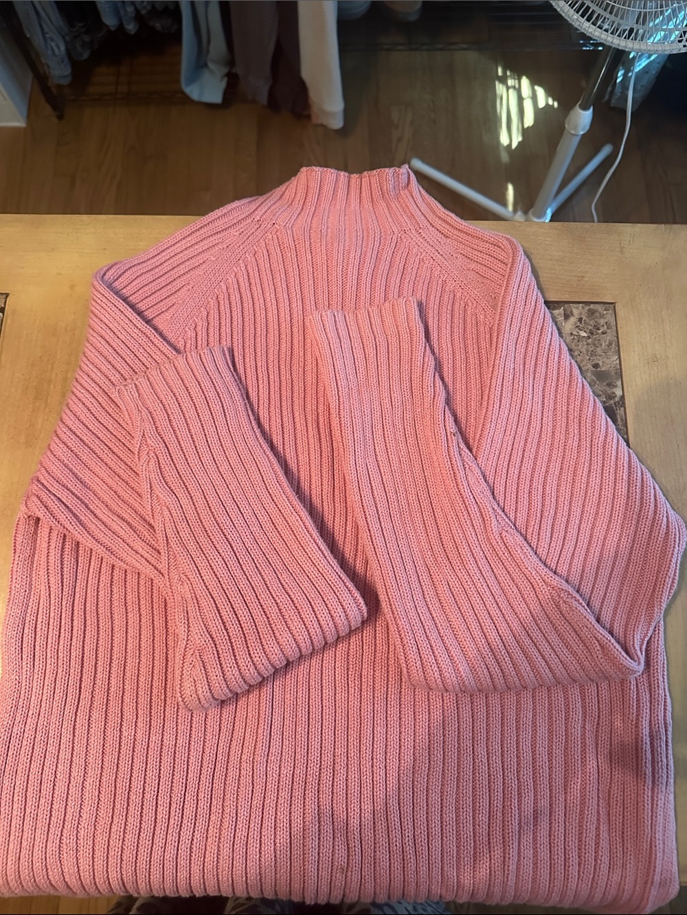 St. John's Bay Pink Ribbed Cowl Neck Sweater